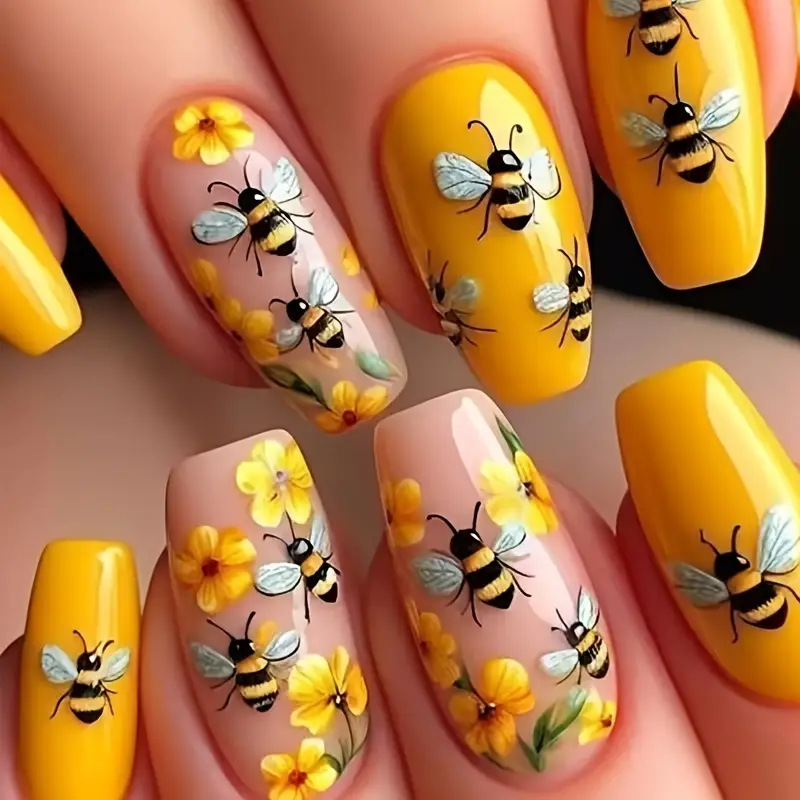 Nail Art Press On - 24 pçs/set médio longo unhas falsas