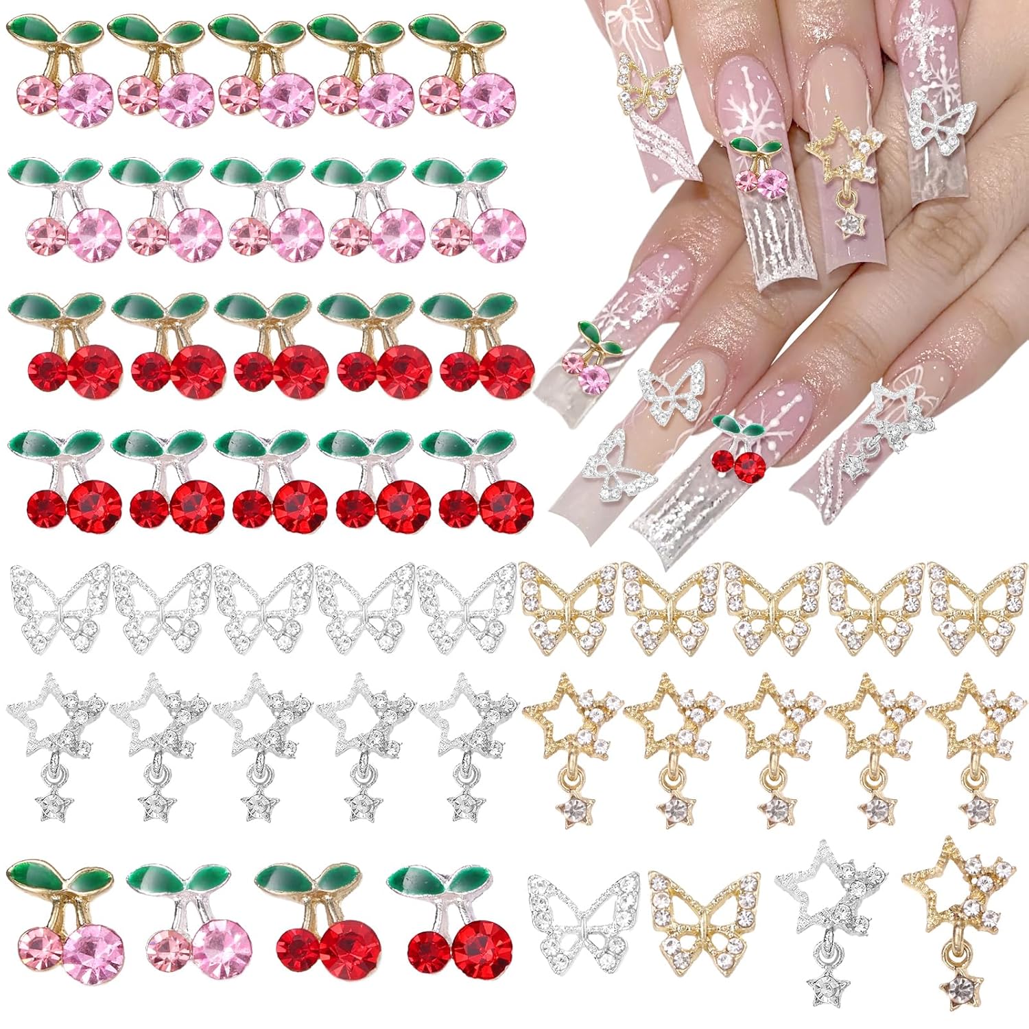 40 pçs liga prego gemas encant - Nail Art Valentines Day avaliação e preço