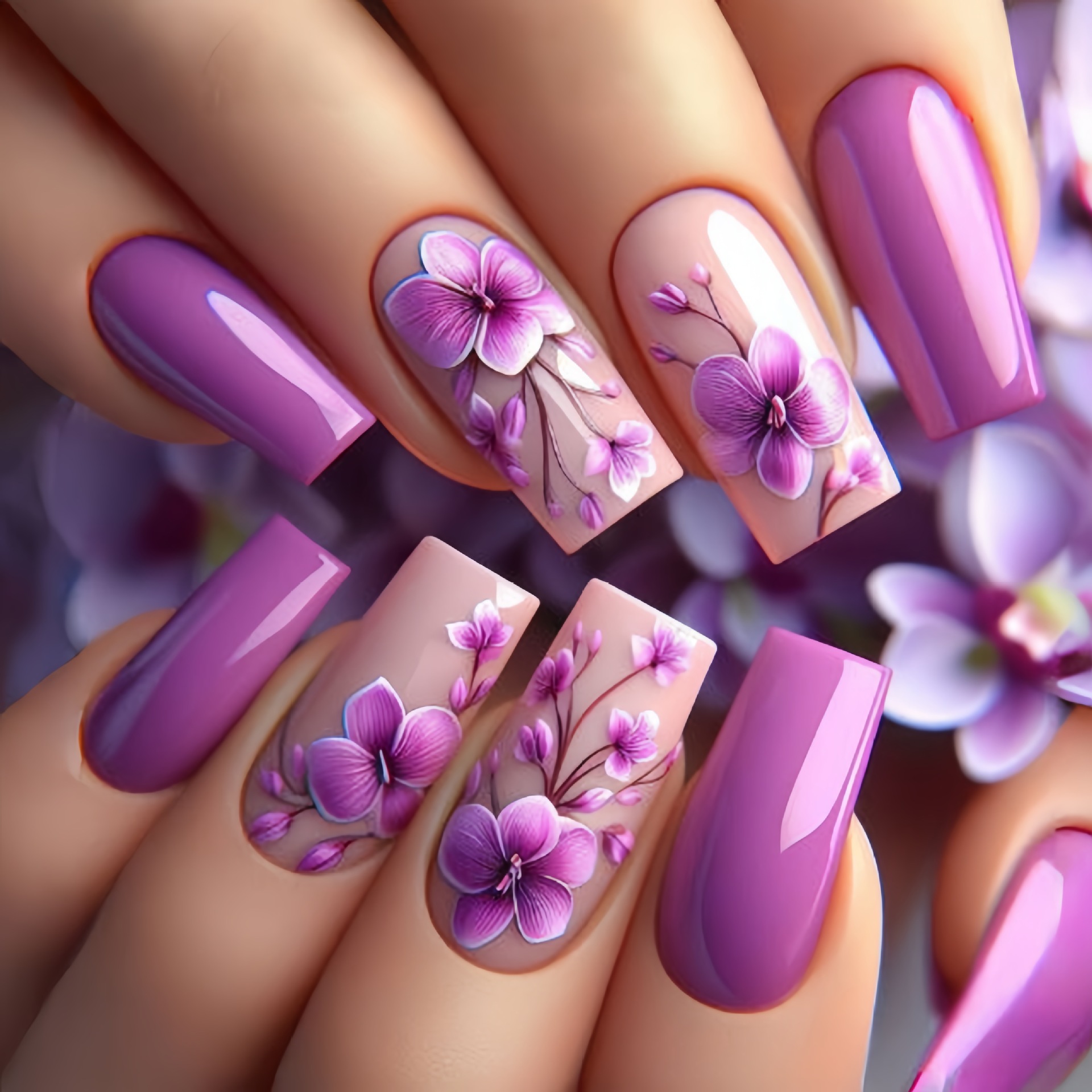 24 pçs/set médio longo unhas f - Nail Art Press On avaliação e preço