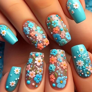 24 pçs/set médio longo unhas f - Nail Art Press On avaliação e preço
