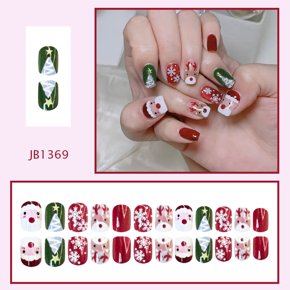 Unhas Postiças de Natal com Pa - Nail Art Press On avaliação e preço