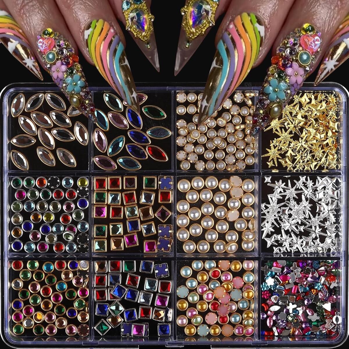 1 Caixa de Joias de Strass par - Nail Art Valentines Day avaliação e preço