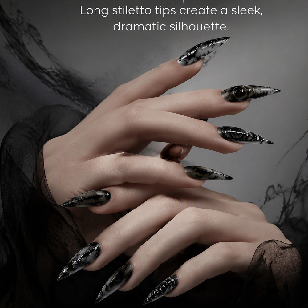 Unhas Postiças Stiletto Gótica - Nail Art Press On avaliação e preço